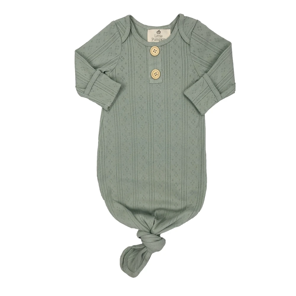 Wholesale Infant Baby Cotton Knotted Gown Pajamas Long Fold Newborn Baby Jacquard Ribbed Sleeping Bag