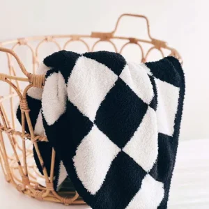 Custom Size and Pattern Baby White Black Checkerboard Lightning Bolt Cozy Breathable Soft Toddler Blanket