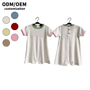Summer New Baby Romper Infant Short Sleeve Jumpsuit with Waffle Clothes Outfits Solid Pattern Basic Playsuit for Boys Girls