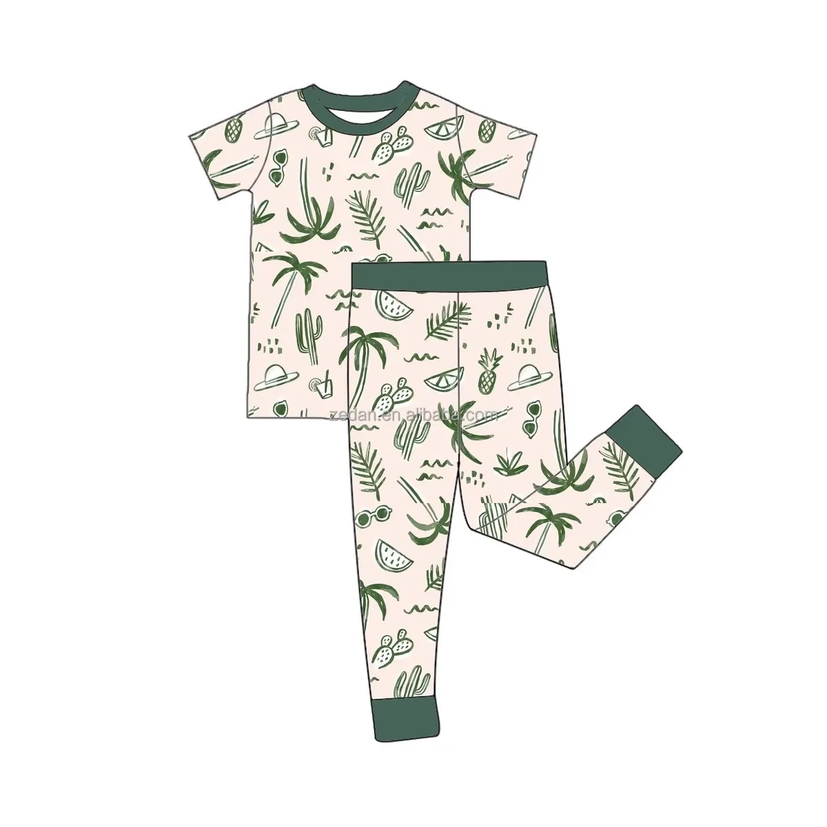 Kids Bamboo Pajamas Sea Prints Two Piece Short Sleeve and Pants Set Summer Cozy Bamboo 2 Piece Pjs - Image 4