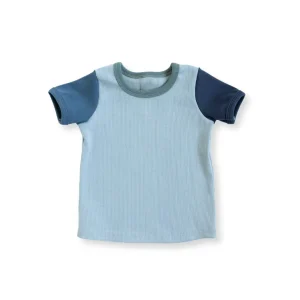 Newly Designed Boutique Summer T-shirt Custom Color-blocked Baby Knitted T-shirt Short Sleeve Tops