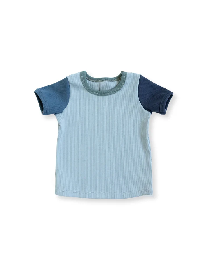 Newly Designed Boutique Summer T-shirt Custom Color-blocked Baby Knitted T-shirt Short Sleeve Tops
