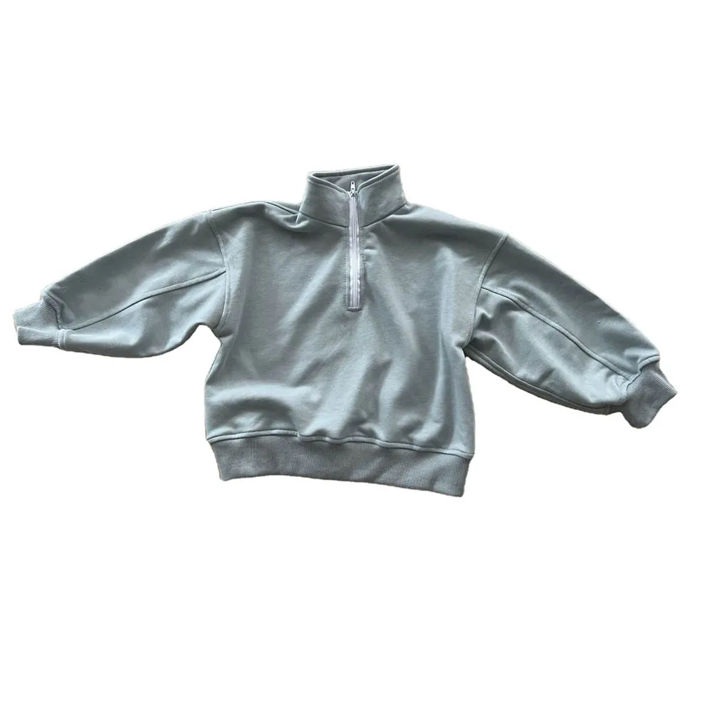 Custom Baby Clothing Solid Casual Long Sleeves Zipper with Pockrtr French Terry Baby Sweatshirt - Image 5