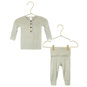 Infant Underwear Suit Kids Top + Bottom Knit Cotton Autumn Winter Set Boys Girls High Waist Sleepwear with Button Clothes
