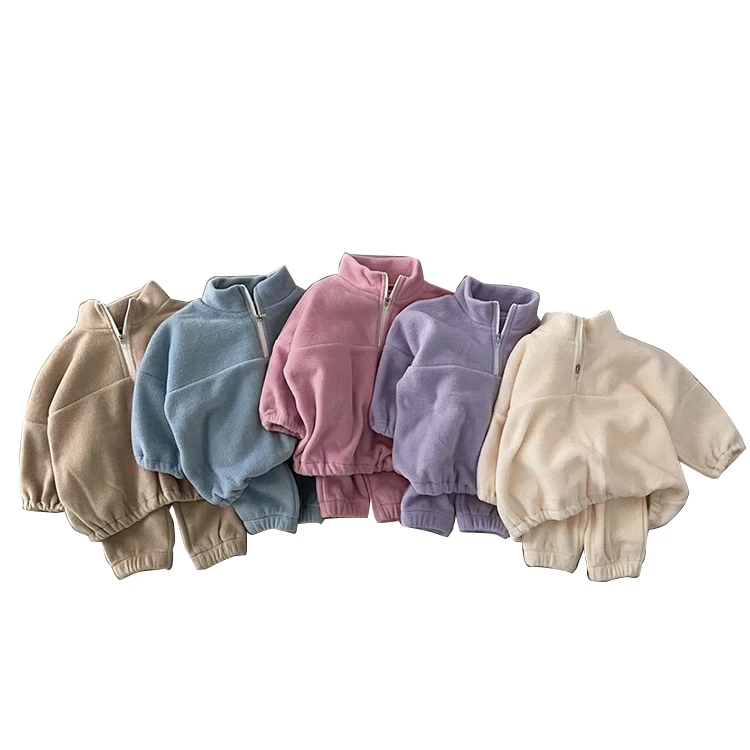 Custom Winter Warm Baby Toddler Double Fleece Boys Girls Long Sleeve Clothes Tracksuit Clothes Sets - Image 3