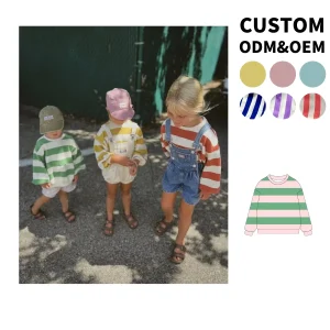 Custom Stripe French Terry Sweatshirt Oversize Baby Toddler Pullover Baby Clothing