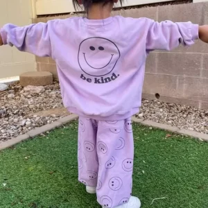 Custom Pattern Autumn Winter Boys Girls French Terry Sets Casual Jogging Pullover and Pants