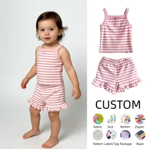 OEM Kids Clothes Set Summer Baby-girls Toddler Sleeveless Tank Top and Shorts Set