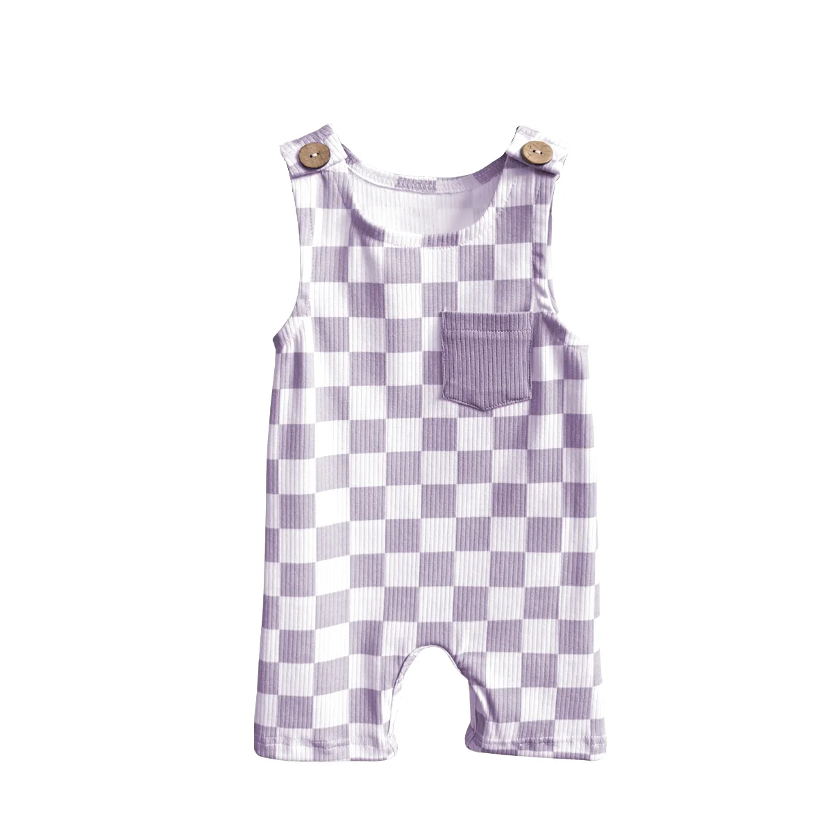Summer Fashionable Ribbed Cotton Striped Print Crawlwear for Kids Casual Sporty Close-Fitting Short Rompers - Image 4