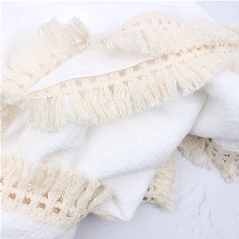 Rts or Custom Tassel Soft Baby 100% Cotton Muslin Swaddle Blankets Shower Gift - Image 4