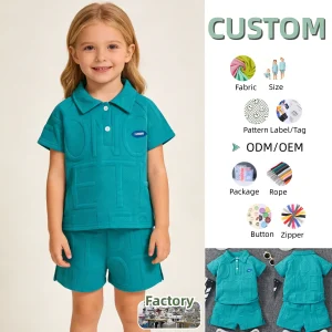 Baby Summer Set Summer Solid-color Suit Children Two-piece Set Kids Clothes Set Baby Collar Buttoned Set Fashionable Pullover