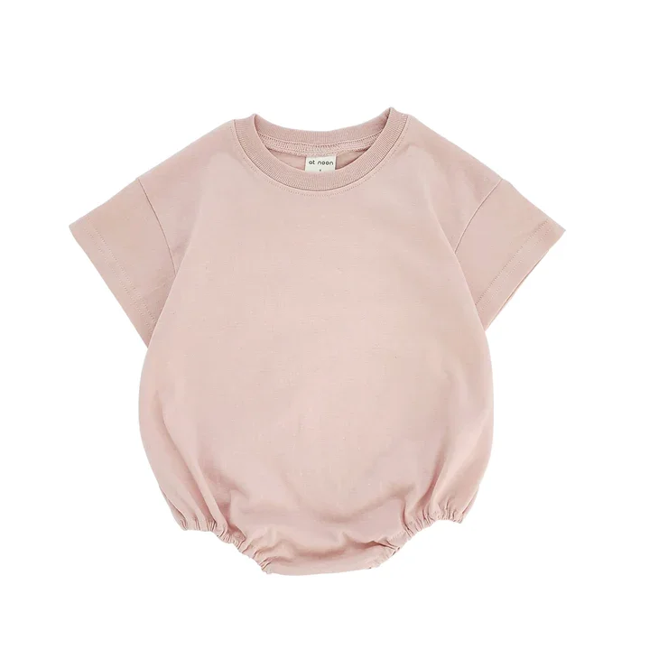 Custom Summer Baby Clothing Bubble Short Romper French Terry Solid Color Fall Oversize Bubble Rompers - Image 2