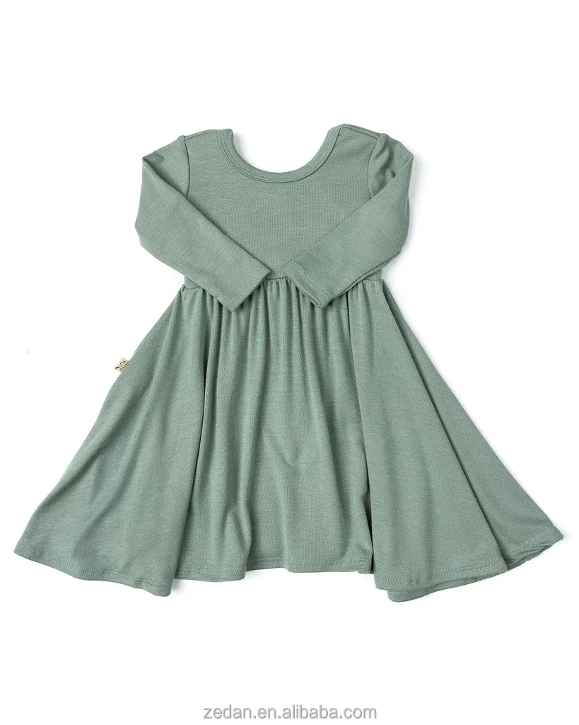 Custom Dress for Kids 2-10 Years Solid Spring Rotating Skirt Dress Kids Girl Breathable Dress - Image 3