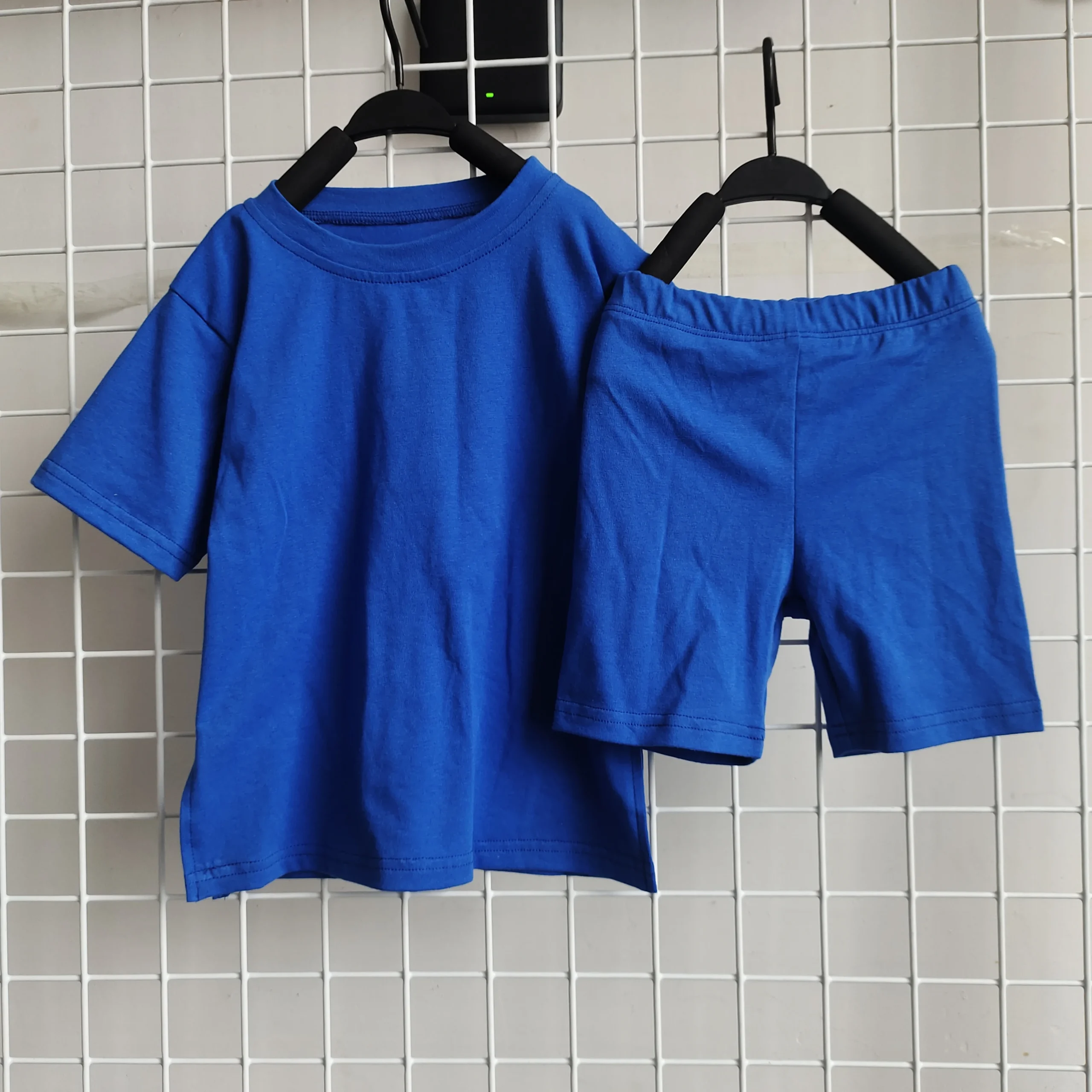 Custom Baby Clothes Sets Solid Color Short French Terry 2 Pcs Biker Play Outfit Bright Summer Sets - Image 4