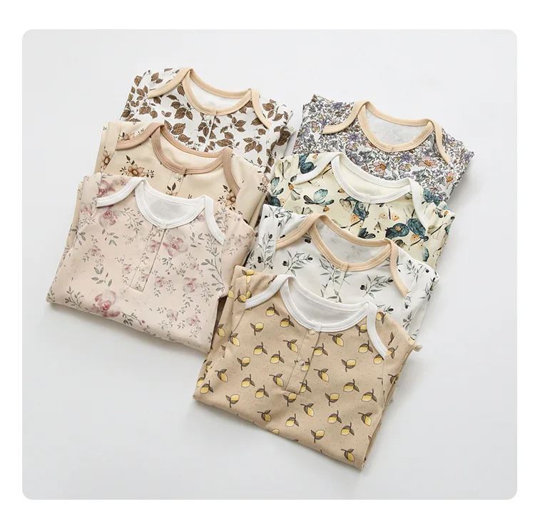 Ins Newborn Baby Girl Floral Print Long Sleeve Romper Sweet Cotton Lap Shoulder Spring Infant Jumpsuit - Image 5