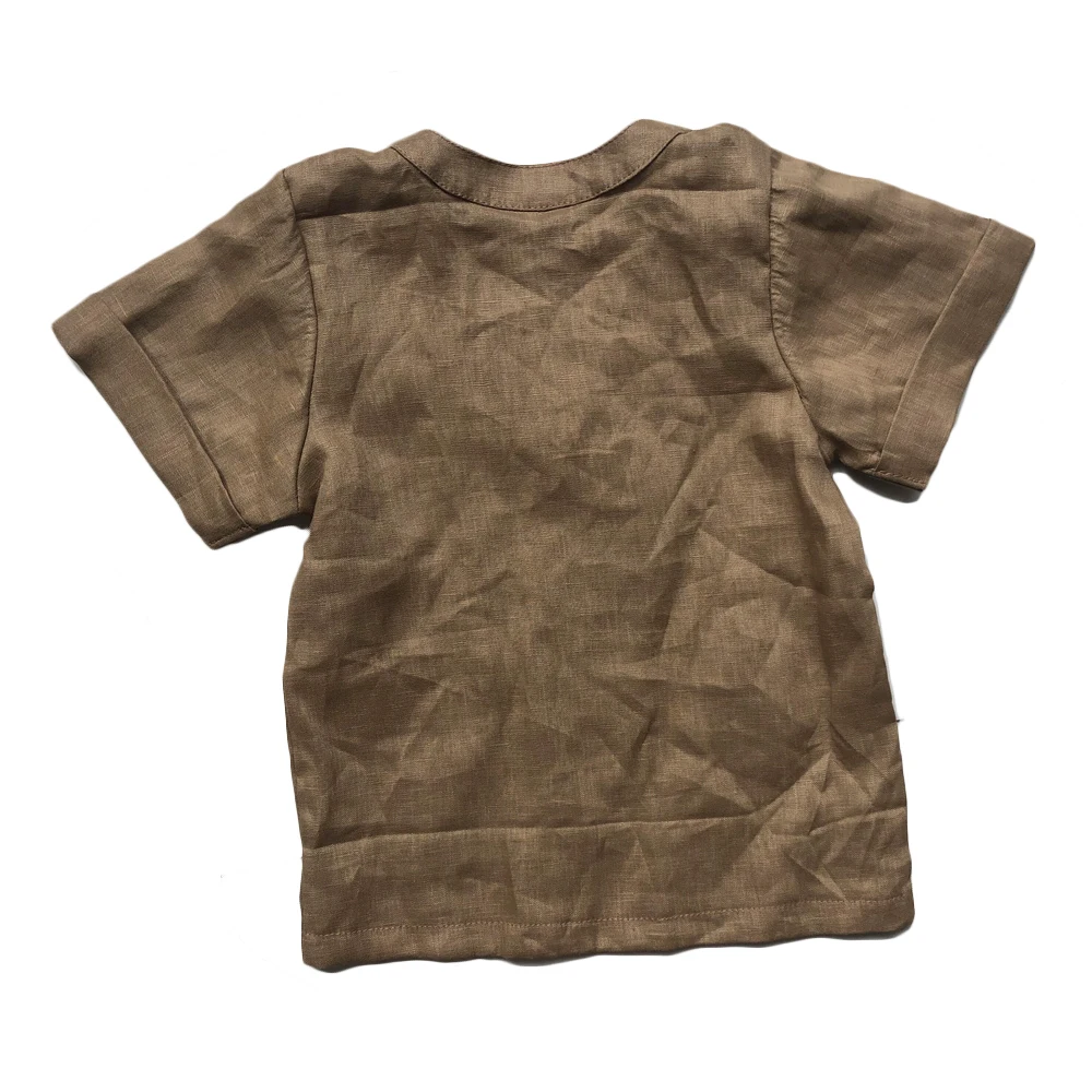 New Arrival Children's Solid Color Shirt Newborn Shirt Cotton Linen Button Summer Baby Boy Clothing Shirt - Image 5