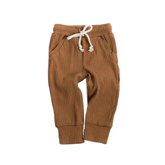 Customized Solid Casual Toddler Boys and Girls Sport Jogger Sweatpants Children Trouser Sweater Rib Cotton Baby Ruffled Pants
