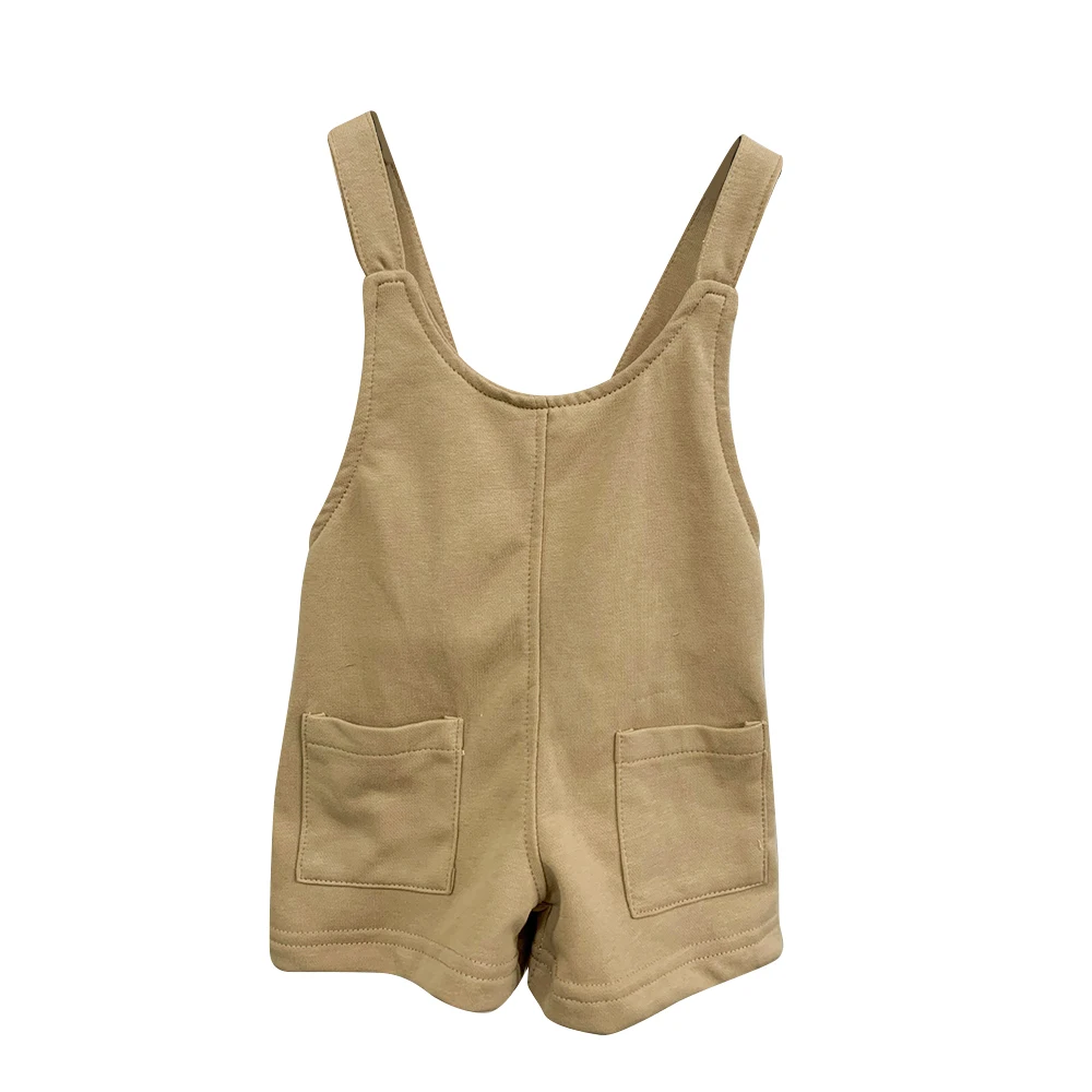 Hot Sell Custom Infant Toddler French Terry Jumpsuit Wooden Button Unisex Baby Solid Color Bubble Rompers - Image 3