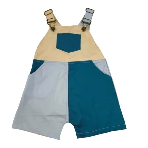 Custom Twill Overalls Summer Sleeveless Vintage Color Block Dungarees 100% Cotton Shortall
