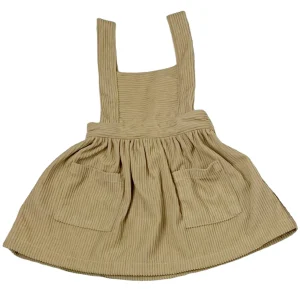 100% Polyester Corduroy Dress Suspenders Solid Overalls Low Price Baby Girls Dresses for Summer