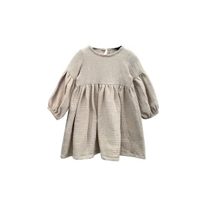 Classic Design Muslin Cotton Solid Color Long Sleeve Causal Baby Summer Dresses for Girls