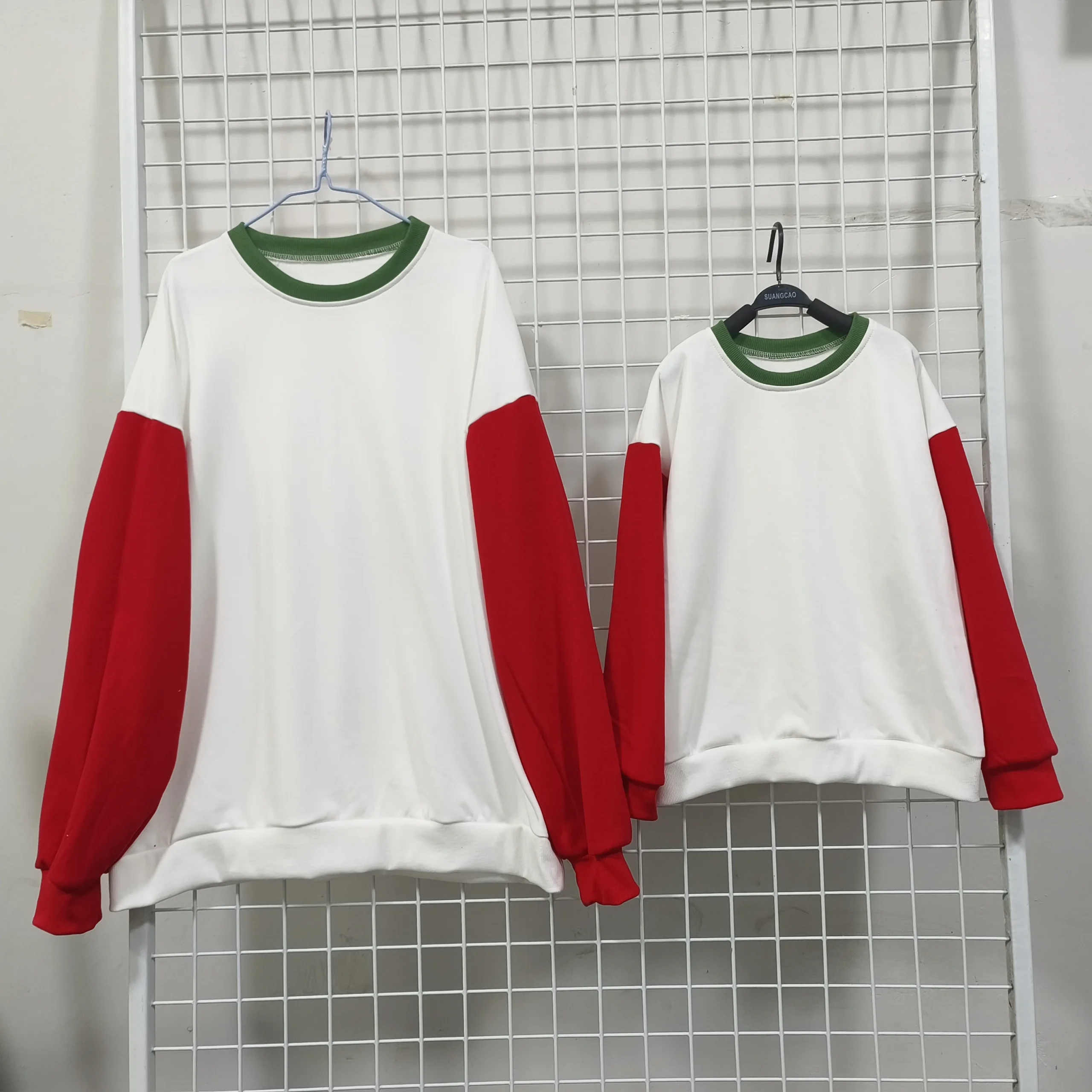 Custom Christmas Color French Terry Ruffle Hem Sweatshirt Color Block Tops Tshirt - Image 6