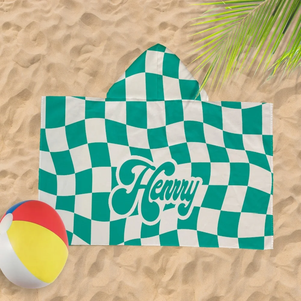 Quick-drying Custom Printing Summer Seamless Pattern Children's Swimming Hooded Cute Beach Towel - Image 4