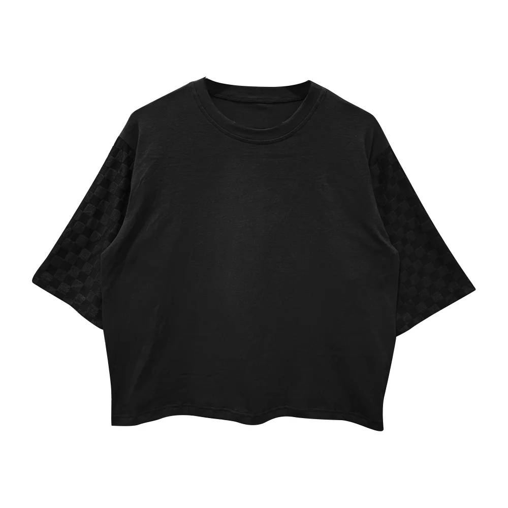 High Quality Custom Checkerboard Sleeved Short Shirt Summer Best- Selling Casual T-shirt for Women - Image 3