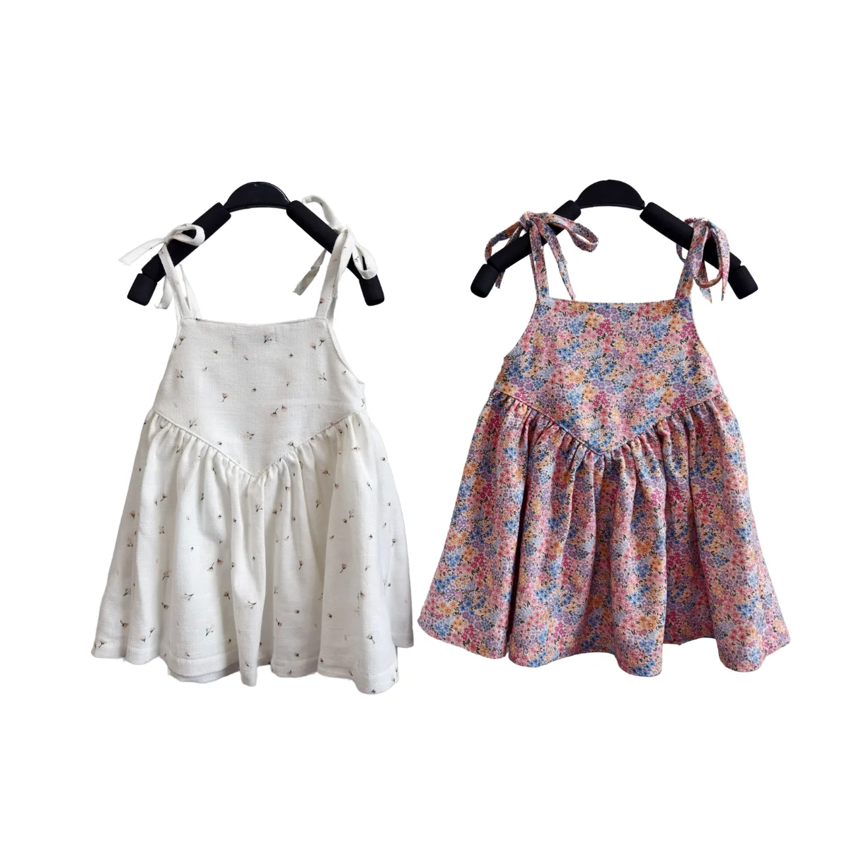 Modern Style Linen Cotton Girl Dresses Summer Casual O-Neck Bow Custom Pattern Solid Color Ruffle Sleeves Children - Image 5