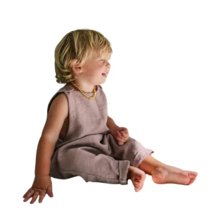 Cozy Cotton Linen Baby Custom Infant Solid Color Onesie Sleeveless Bodysuit Daily Wear Romper