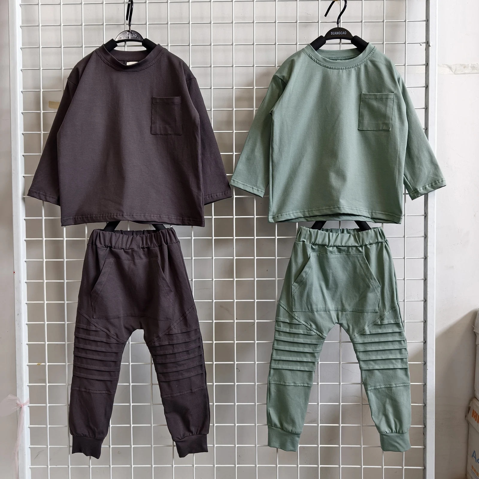 OEM Kids Clothes Set Toddler Boys Girls Cotton Long Sleeve Shirt and Legging Set Kids Ribbed Basic Pant 2-Piece for Daily Life - Image 6