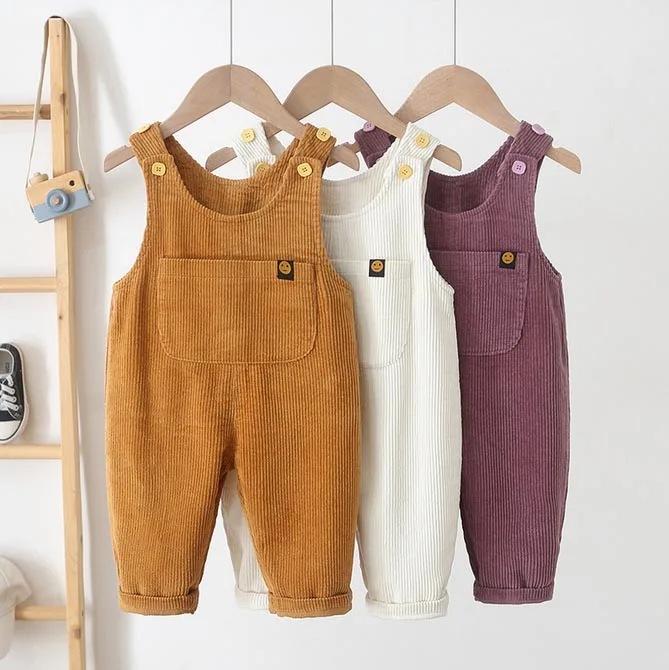 New Design Baby Clothing 0-3T Cute Spring Solid Colour Baby Boy Overall Spring Wear Corduroy Quality OEM Design - Image 4