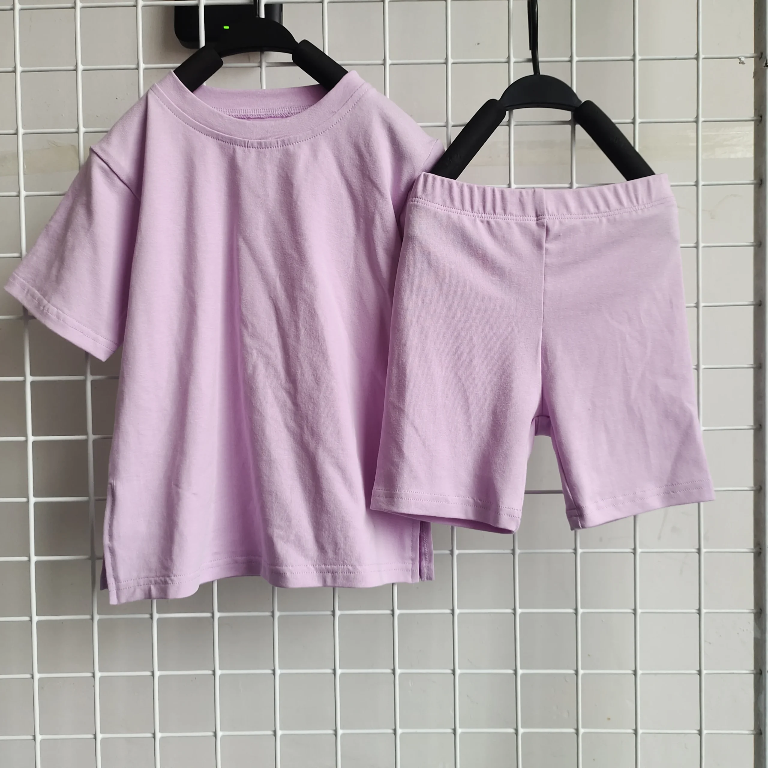 Custom Baby Clothes Sets Solid Color Short French Terry 2 Pcs Biker Play Outfit Bright Summer Sets - Image 5