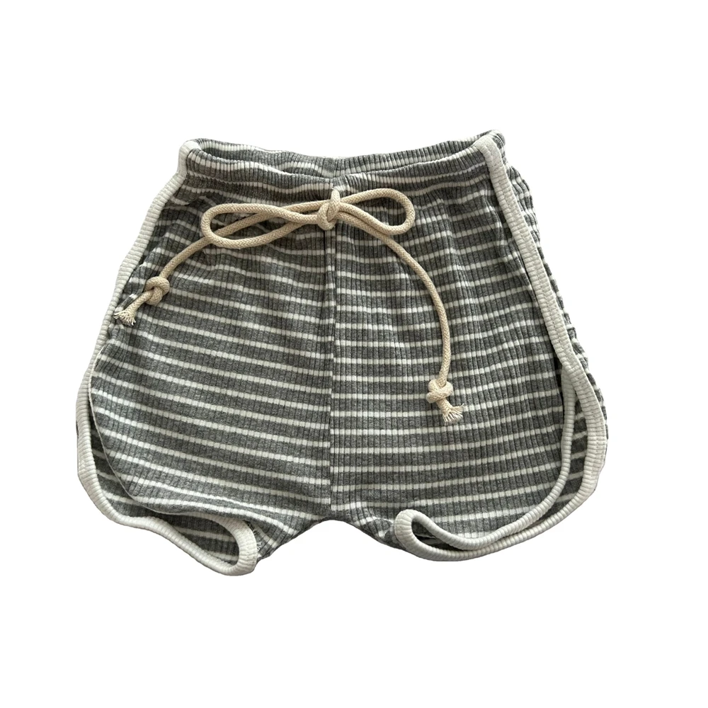 Infant Toddler Baby Striped Ribbed Casual Shorts Boutique Drawstring Summer Boys Girls Bloomer Shorts - Image 4