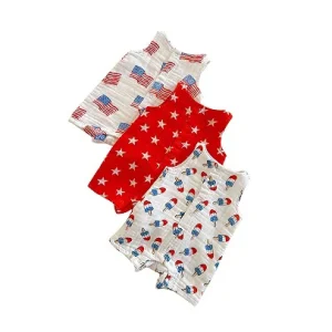 Independence Day Custom Muslin Smocked Bubble Skirt American Flag Baseball Camisole Printed Baby Bubble Romper