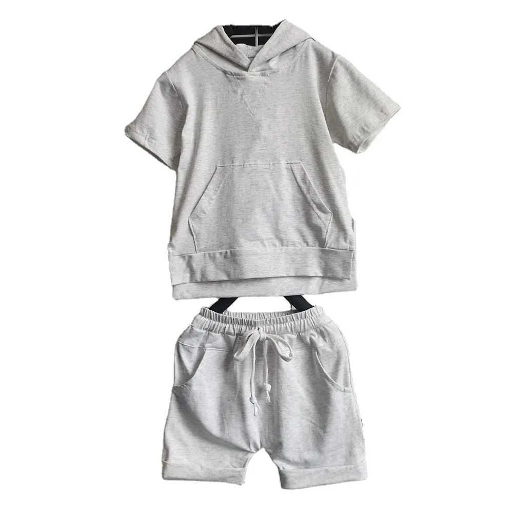 Summer Baby Hooded Shorts Sets French Terry High Quality Short Pocket Tee &shorts 2 Pcs Casual Outfit Sets - Image 3
