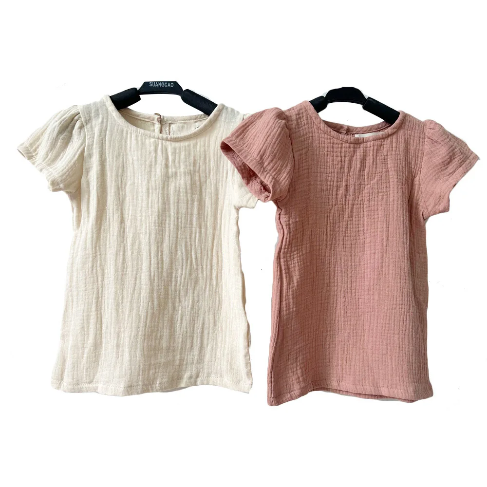 New Product Muslin Cotton Custom Color Pattern Lantern Sleeve Girl Dresses for Summer