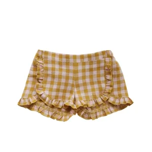 Summer Baby Girl Ruffled Shorts Toddler Linen Cotton Underwear Fashion Plaid Baby Pants Shorts