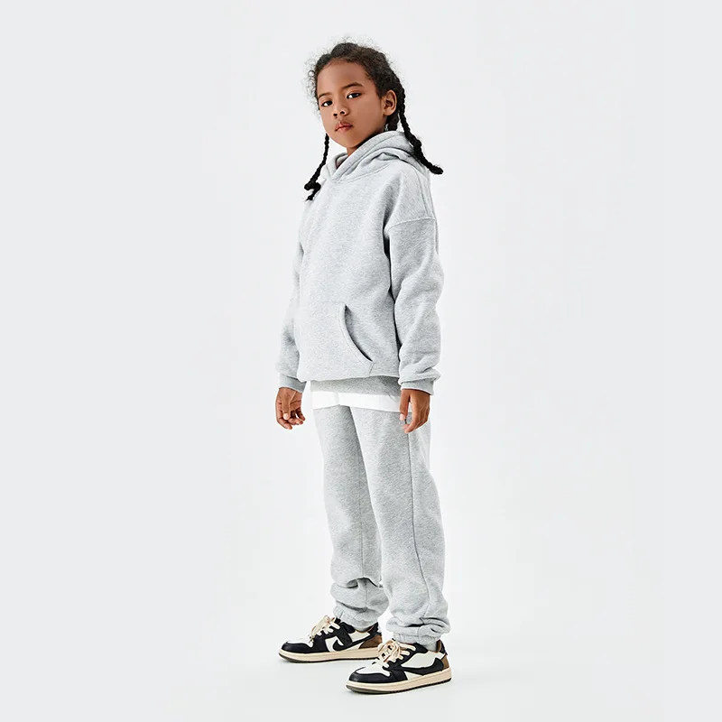 Comfortable Kids Set Children's Autumn-Winter Merlot Set Baby Hoodie Pullover Set Spring Long Sleeve 350G Boys and Girls Set - Image 2