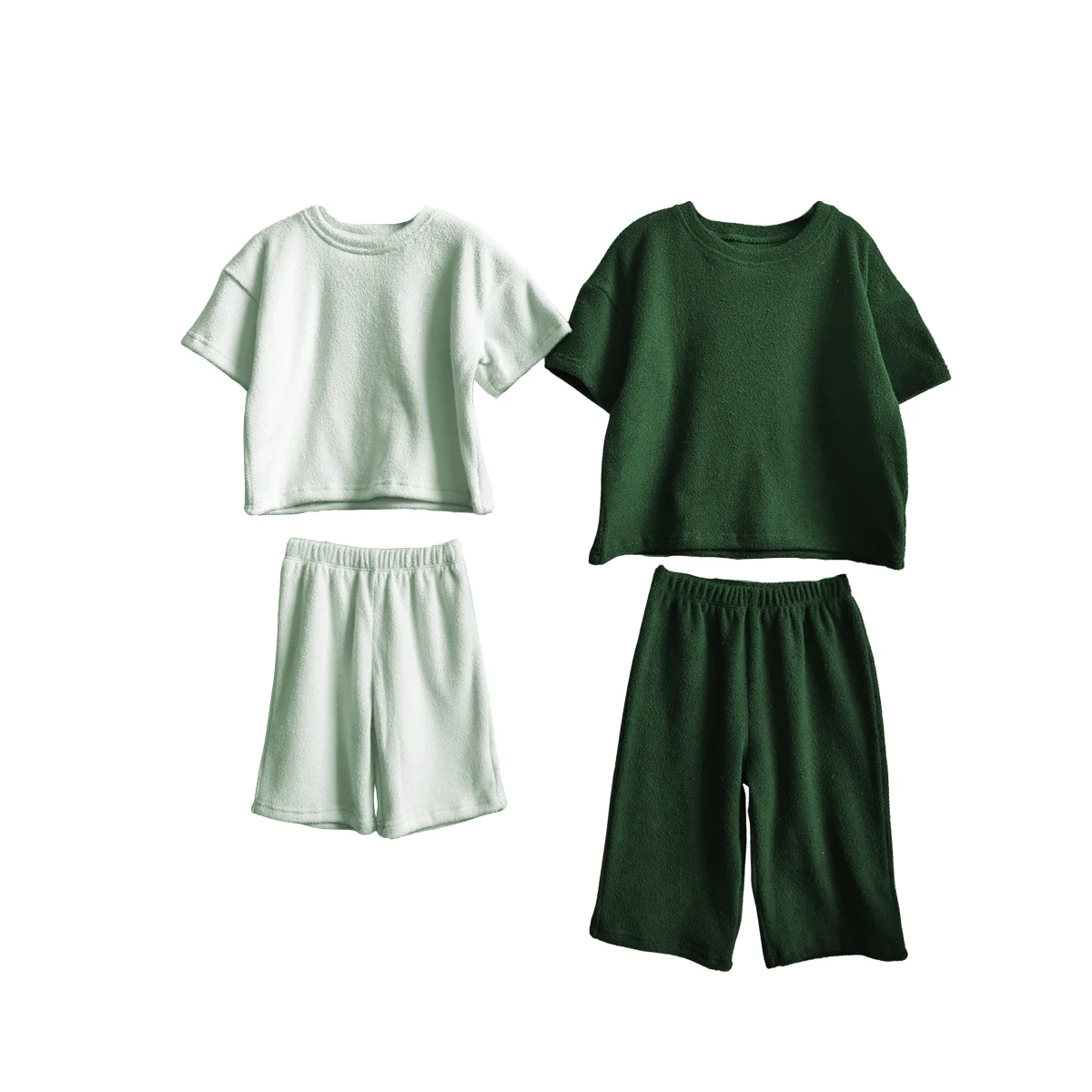 Summer Kids Short Fashionable Casual Close-Fitting Soft Bright and Individual Towel Cloth Set Baby Clothing - Image 4