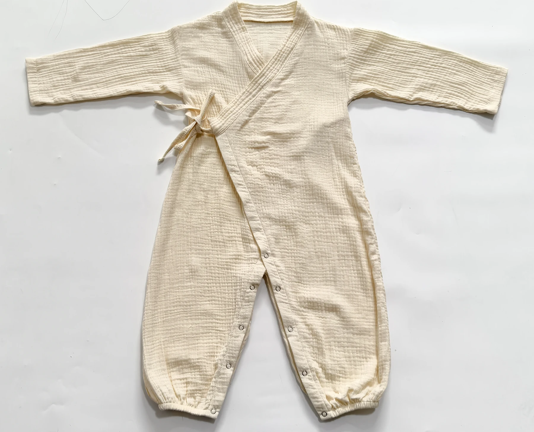 Unisex Classic Design Muslin Cotton Bodysuit for Infants Newborn Summer Romper Button Soft Long Sleeves Western for Baby Girls - Image 4