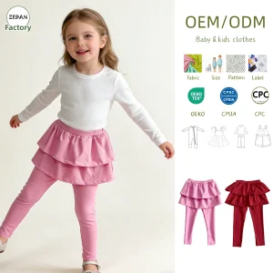 Summer Baby Skirt Girls Haelon Cotton Dress Burgundy Skirted Leggings Double Layer Ruffle Stretchy Toddler Pants Outfit for 0-8T