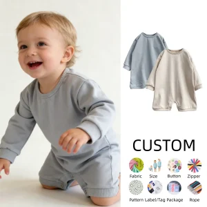 OEM Baby Clothing Unisex-baby Romper Made With 100% Cotton French Terry Snap Button Custom for Baby Girls Boys Newborn Jumpsuit