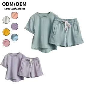 Customized Dynamic Elegant Simple and Modern Bamboo Fiber Suit for Kids Short-Style Sports and Casual Clothing Sets