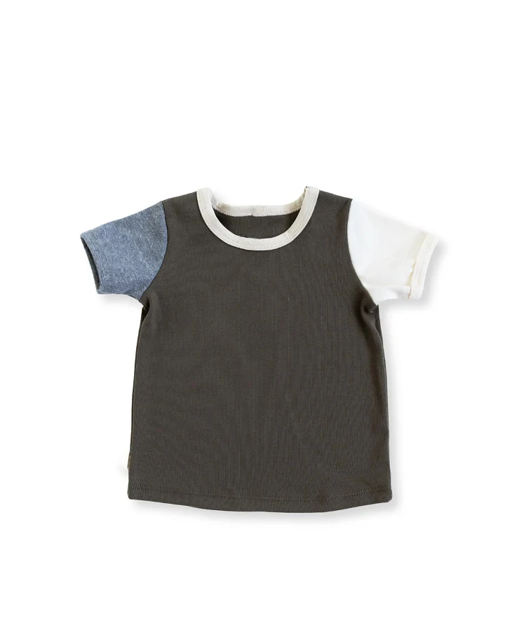 Newly Designed Boutique Summer T-shirt Custom Color-blocked Baby Knitted T-shirt Short Sleeve Tops - Image 2