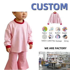 OEM Baby Clothing Long Sleeve Shirts Cotton Crew Neck Basic Tees Soft Kids' Long Sleeve T-Shirts Top