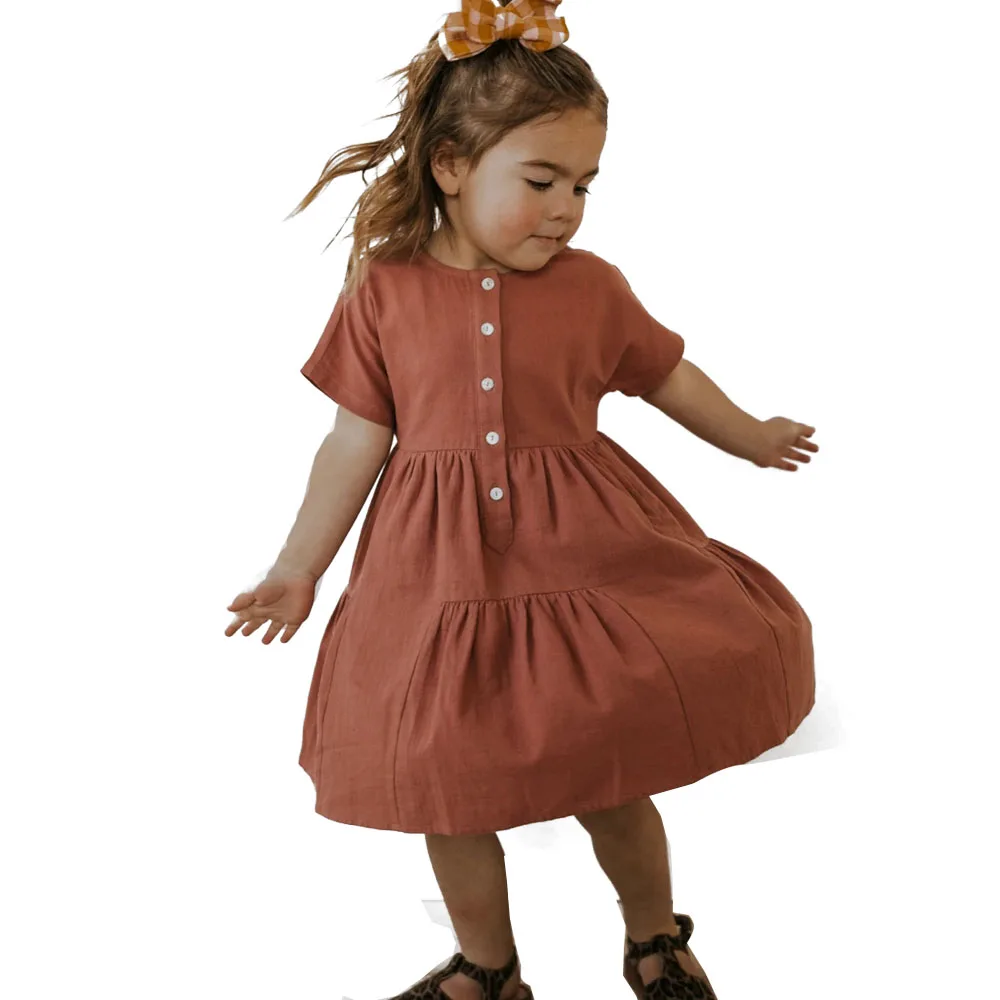 Lovely Mother-Child Design Short-Sleeved Casual Muslin Frock with Sunshine Buttons Formal Print Pattern Dress Toddlers New Model - Image 4