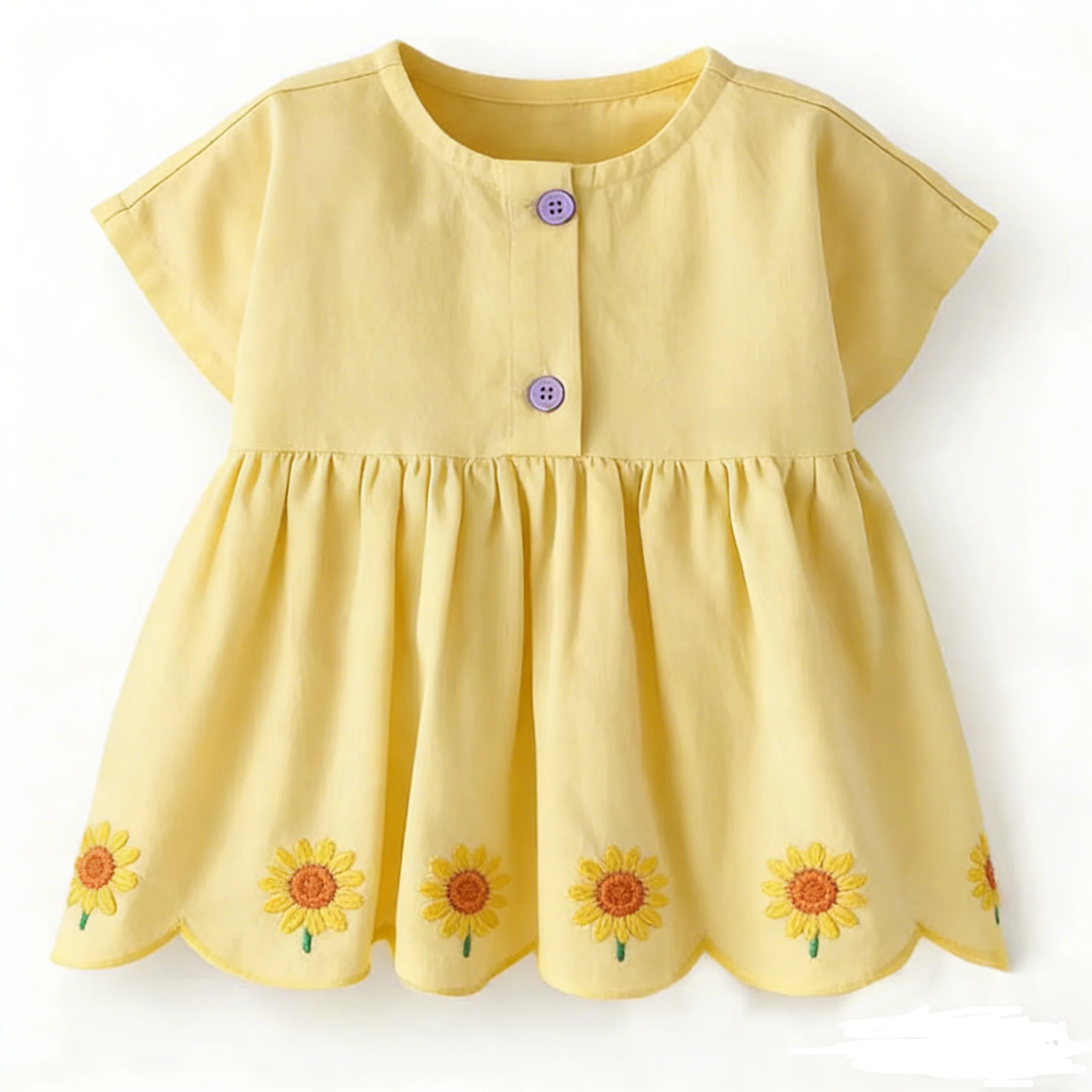 Summer Baby Dress Girls' Twill Cotton Fabric Dress with Short Sleeves Girls Princess Dress Suitable for Children Aged 0-8T - Image 6