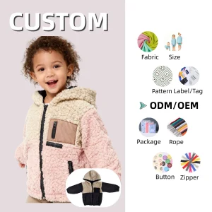 OEM Custom Baby ClothingToddler Girls Boys Fleece Hoody Jacket Zip up Coat Warm Winter Outwear