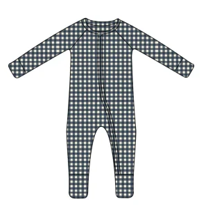 Custom Newborn Onesie Pajamas Bamboo Custom Printing Checker Bodysuit Pajamas  Zippy Bamboo Romper